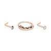 Thumbnail Image 0 of Rose Ion Plated Crystal Brown and White Hoop and Nose Stud Set - 20G