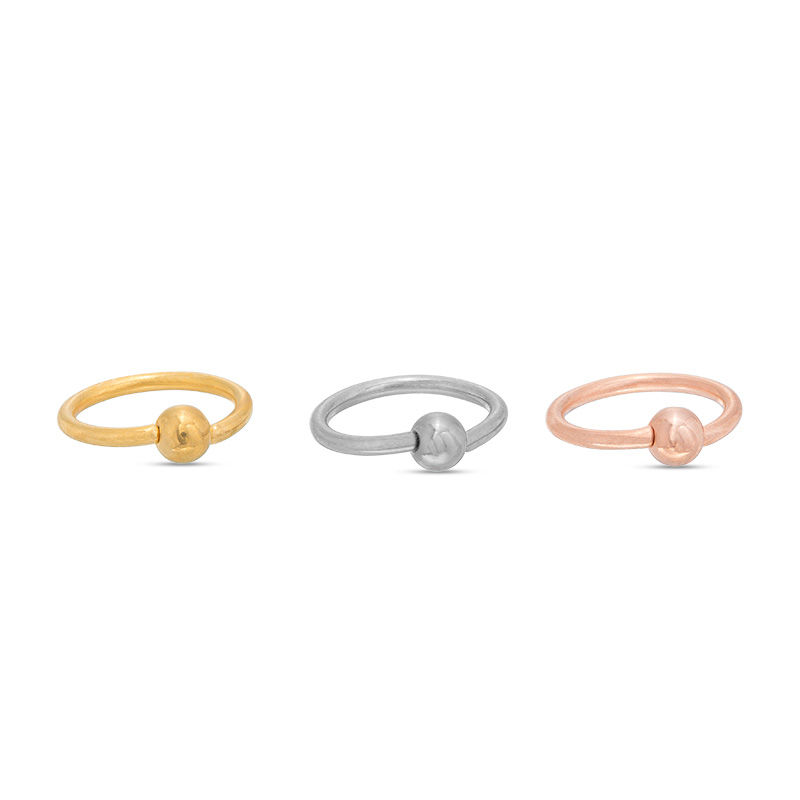 018 Gauge Three Piece Cartilage Hoop Set Stainless Steel with Yellow and Rose IP