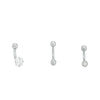 016 Gauge Cubic Zirconia and Crystal Three Piece Curved Barbell Set in Solid Stainless Steel
