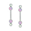 Thumbnail Image 0 of 014 Gauge Green Crystal and Pink Acrylic Barbell Pair in Stainless Steel