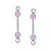 Thumbnail Image 1 of 014 Gauge Green Crystal and Pink Acrylic Barbell Pair in Stainless Steel