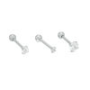 Thumbnail Image 1 of 018 Gauge Cubic Zirconia Three Piece Cartilage Barbell Set in Stainless Steel