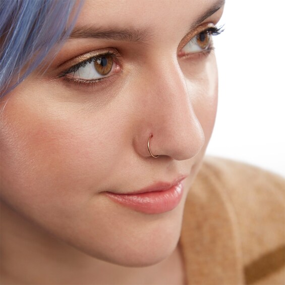 Solid Rose Ion-Plated Stainless Steel CZ Nose Ring Set - 20G