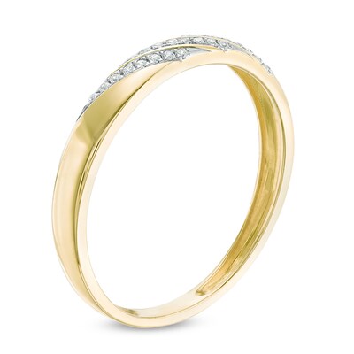 1/20 CT. T.W. Diamond Accent Slant Wedding Band in 10K Gold