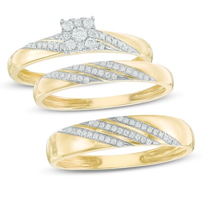 1/20 CT. T.W. Diamond Accent Slant Wedding Band in 10K Gold