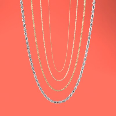 036 Gauge Rope Chain Necklace in 10K Gold - 30"