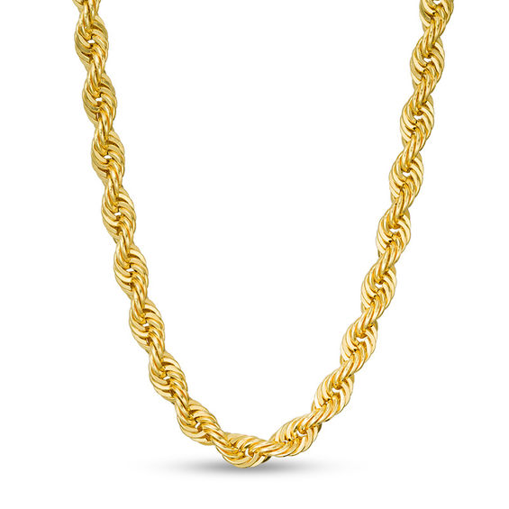 10K Semi-Solid Gold Rope Chain Necklace - 26"