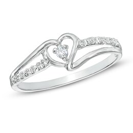 Heart-Shaped Diamond Accent Ring in 10K White Gold