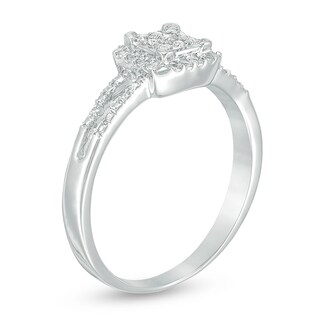 Composite Diamond Accent Square Promise Ring in 10K White Gold