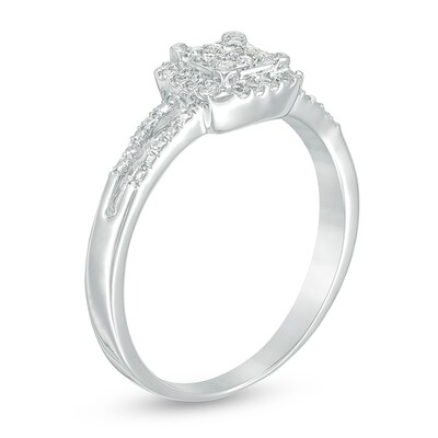 Composite Diamond Accent Square Promise Ring in 10K White Gold