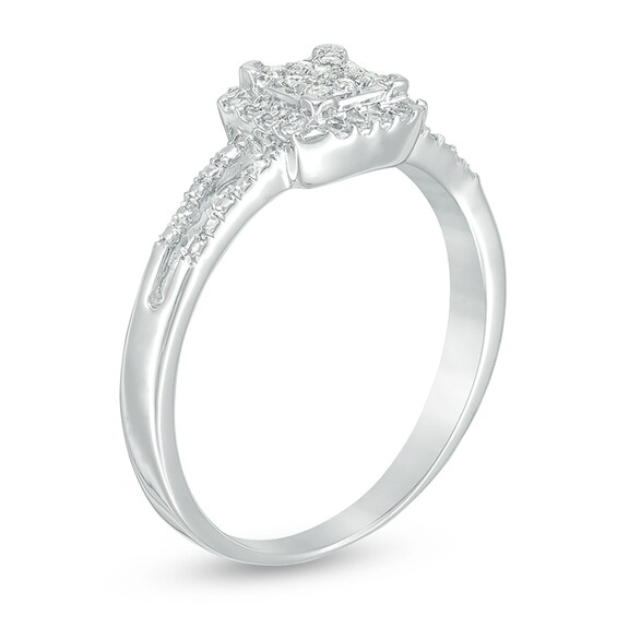 Composite Diamond Accent Square Promise Ring in 10K White Gold