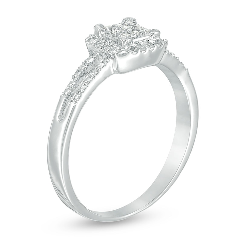 Main Image 2 of Composite Diamond Accent Square Promise Ring in 10K White Gold