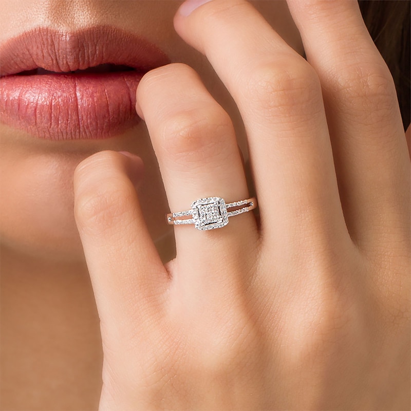 Main Image 3 of Composite Diamond Accent Square Promise Ring in 10K White Gold