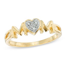 Diamond Accent &quot;MOM&quot; Ring in 10K Gold