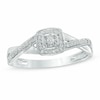 Thumbnail Image 1 of 1/10 CT. T.W. Diamond Cushion Frame Twist Promise Ring in 10K White Gold