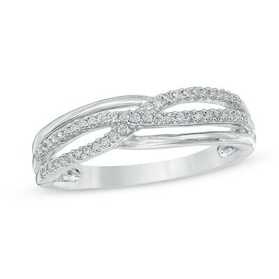 1/5 CT. T.W. Diamond Split Shank Woven Ring in Sterling Silver