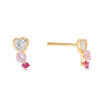 Thumbnail Image 0 of Child's 4mm Heart-Shaped White and Pink Cubic Zirconia Drop Earrings in 10K Gold