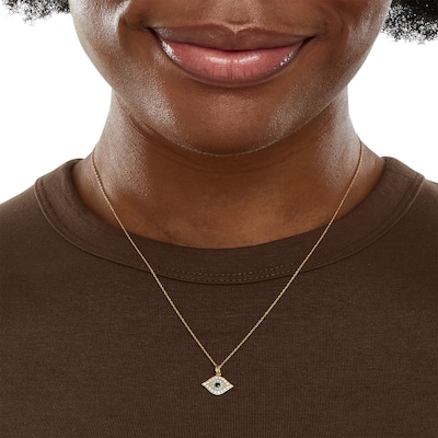 10K Semi-Solid Gold CZ Colorful Evil Eye Pendant