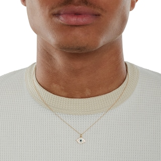 10K Semi-Solid Gold CZ Colorful Evil Eye Pendant