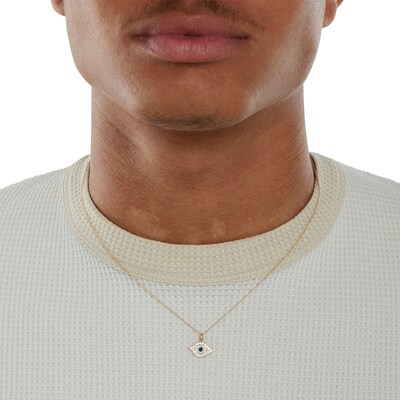 10K Semi-Solid Gold CZ Colorful Evil Eye Pendant