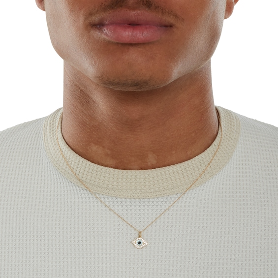 10K Semi-Solid Gold CZ Colorful Evil Eye Pendant