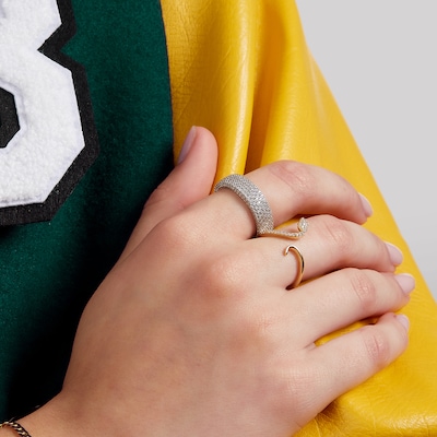 Cubic Zirconia Snake Wrap Ring in 10K Gold