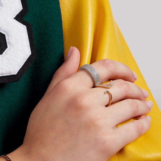 Cubic Zirconia Snake Wrap Ring in 10K Gold