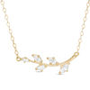 Thumbnail Image 1 of Marquise Cubic Zirconia Graduated Sideways Vine Necklace in 10K Gold