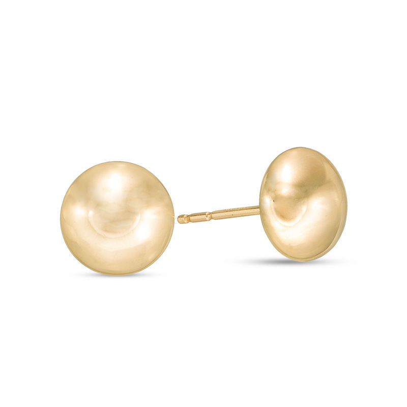8mm Button Stud Earrings in 10K Gold