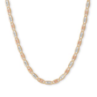 10K Gold Diamond-Cut Valentino Tri-Tone Chain Made in Italy - 18"