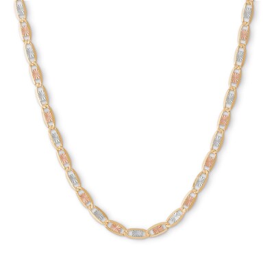 10K Gold Diamond-Cut Valentino Tri-Tone Chain Made in Italy - 18"