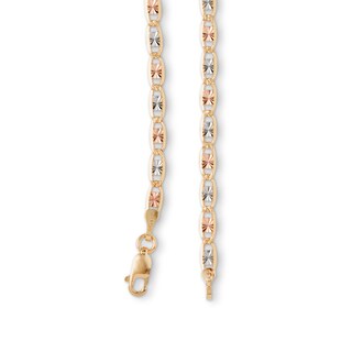 10K Gold Diamond-Cut Valentino Tri-Tone Chain Made in Italy - 18"