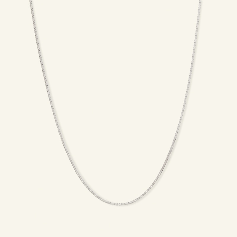 050 Gauge Box Chain Necklace in 10K Solid White Gold - 20"