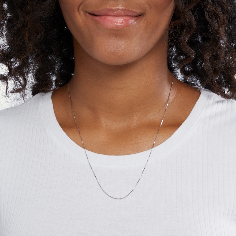 Main Image 3 of 10K Solid White Gold Box Chain - 20"