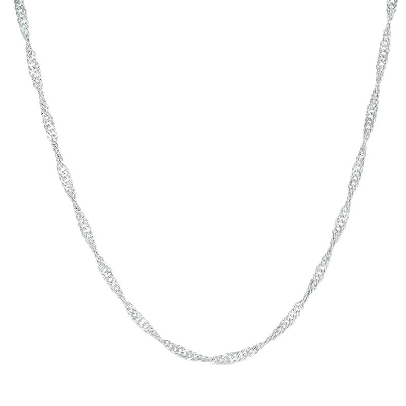 Main Image 1 of 030 Gauge Singapore Chain Necklace in 10K White Gold - 22"