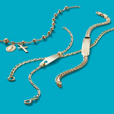 Child's 060 Gauge Mariner Chain Bracelet in 10K Hollow Gold - 6"