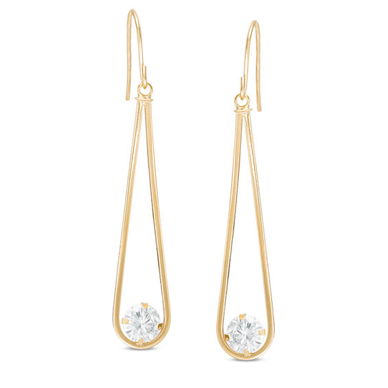 6mm Cubic Zirconia Dangle Drop Earrings in 10K Gold