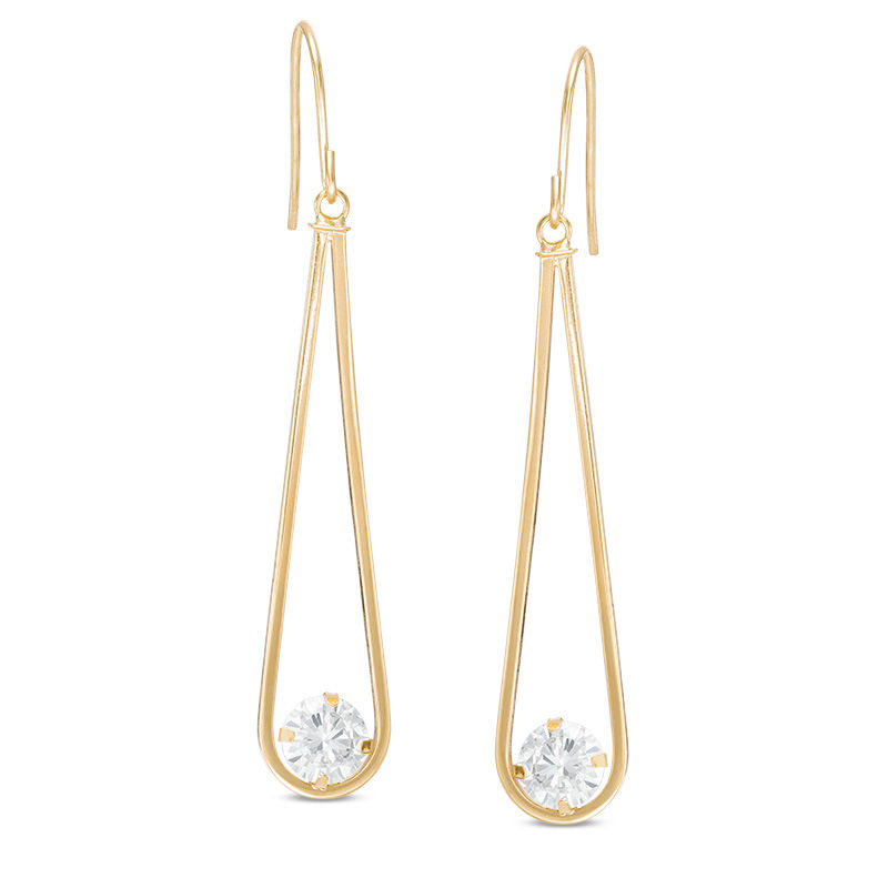 6mm Cubic Zirconia Dangle Drop Earrings in 10K Gold