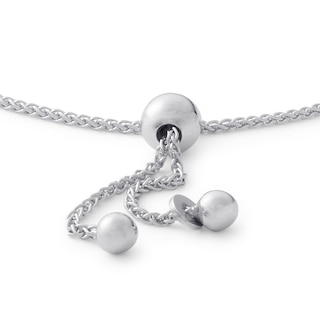 Diamond Accent Heart Outline Bolo Bracelet in Sterling Silver - 9"