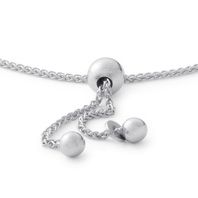 Diamond Accent Heart Outline Bolo Bracelet in Sterling Silver - 9"