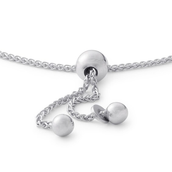 Diamond Accent Heart Outline Bolo Bracelet in Sterling Silver - 9"