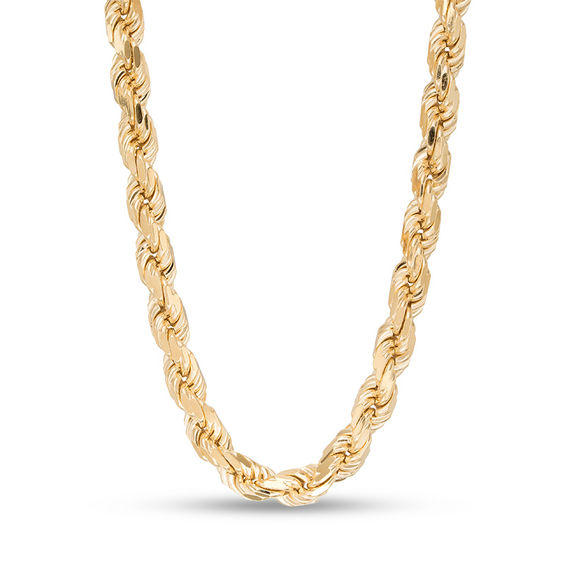 6.5mm Diamond-Cut Rope Chain Necklace in Brass with 14K Gold Plate - 28"