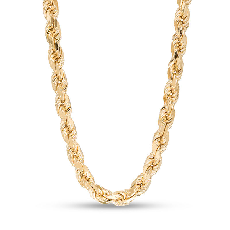 Main Image 1 of 6.5mm Diamond-Cut Rope Chain Necklace in Brass with 14K Gold Plate - 28"