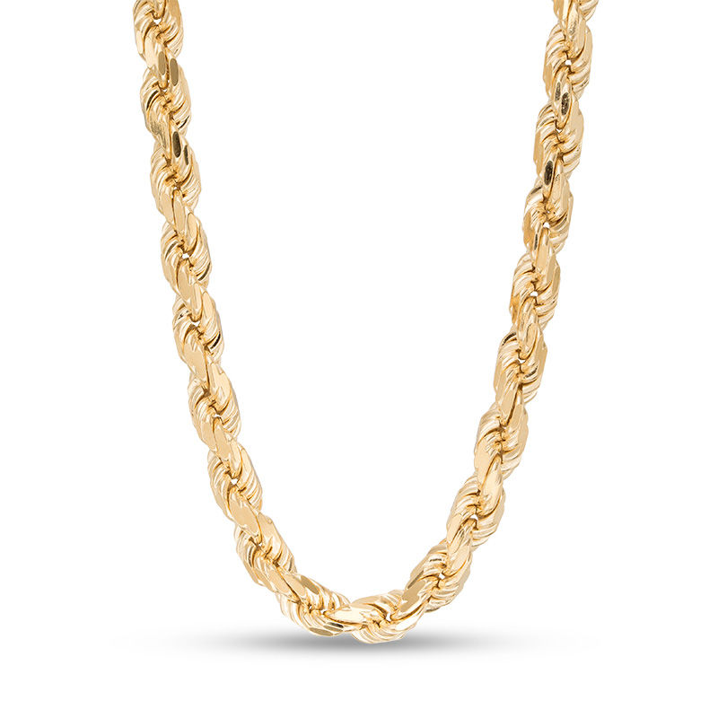 6.5mm Diamond-Cut Rope Chain Necklace in Brass with 14K Gold Plate - 28"