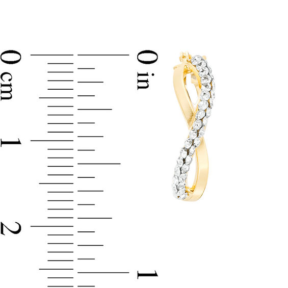 Made in Italy Crystal Oval Infinity Hoop Earrings in 10K Gold