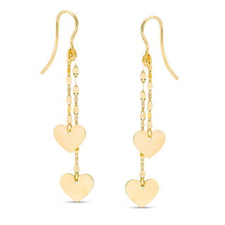 Made in Italy Double Heart Mirror Drop Earrings in 10K Gold