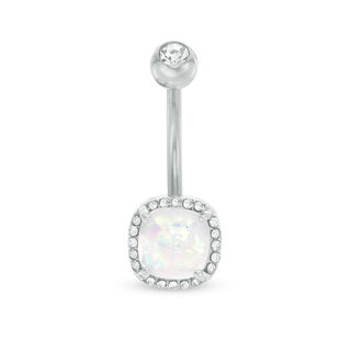 Stainless Steel Crystal Frame Belly Button Ring - 14G