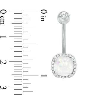 Stainless Steel Crystal Frame Belly Button Ring - 14G