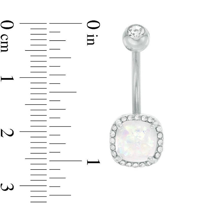 014 Gauge Opal Acrylic Crystal Frame Belly Button Ring in Stainless Steel Solid and Tube
