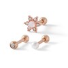 Thumbnail Image 1 of 018 Gauge Crystal and Pearlescent Three Cartilage Barbell Set in Stainless Steel with Rose-Tone IP